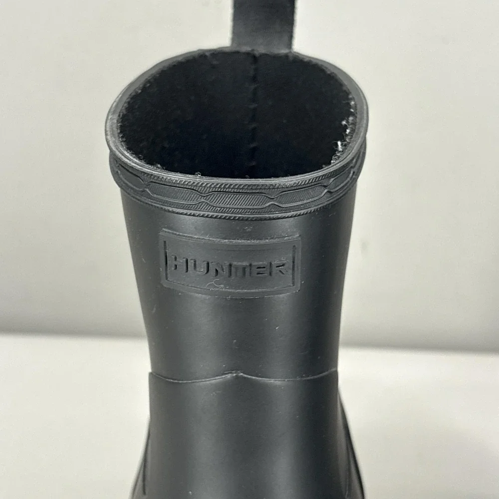 Hunter Rain Boots Womens‎ Size 8 All Black Rubber Ankle Booties Heel Waterproof
